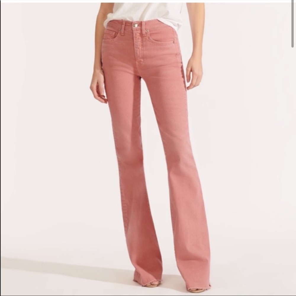 Veronica Beard Beverly Flare Skinny High-Rise Pink Jeans
